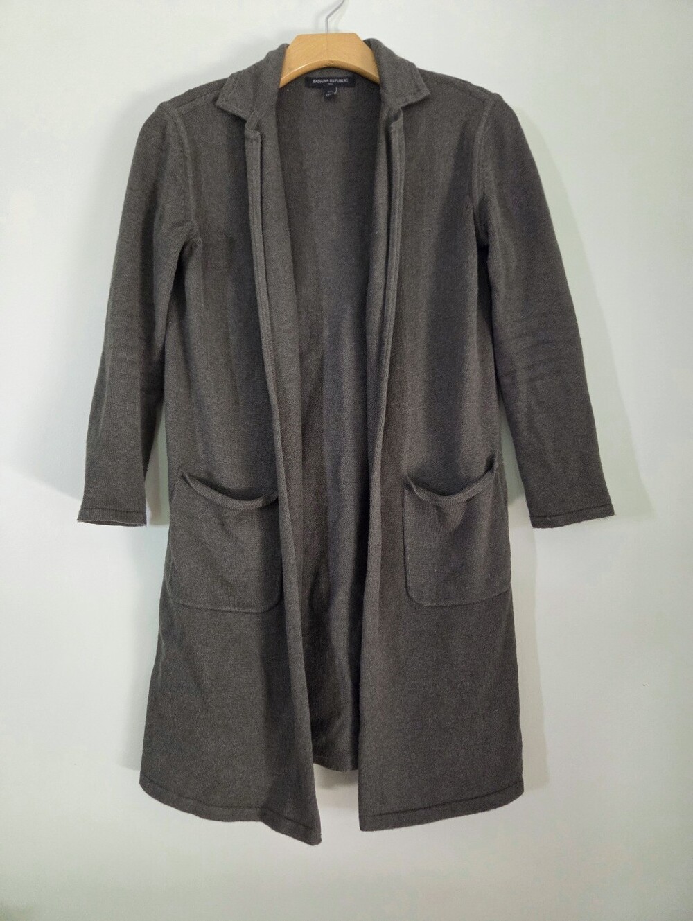 Banana Republic Women's Long Moss Green Open Front Cardigan Sweater XXSP
